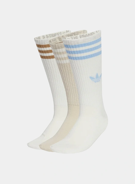 Носки adidas Originals 3-Stripes High Crew Off White