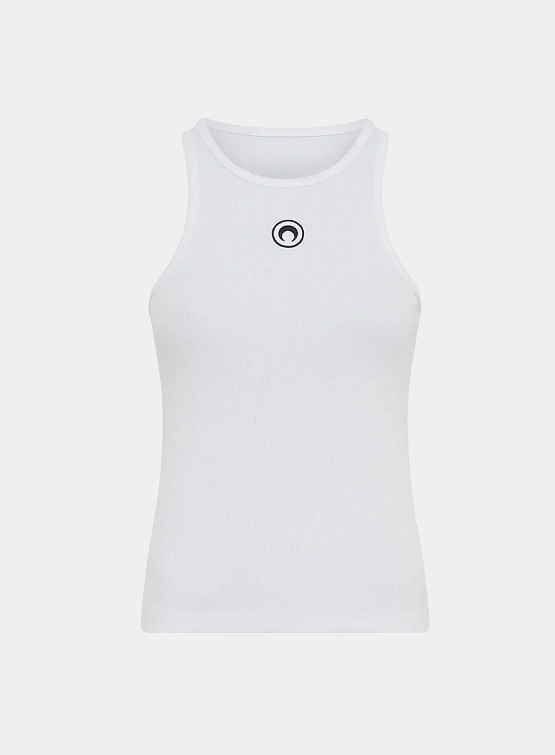 Майка Marine Serre Moon Logo Ribbed Jersey Tank Top White