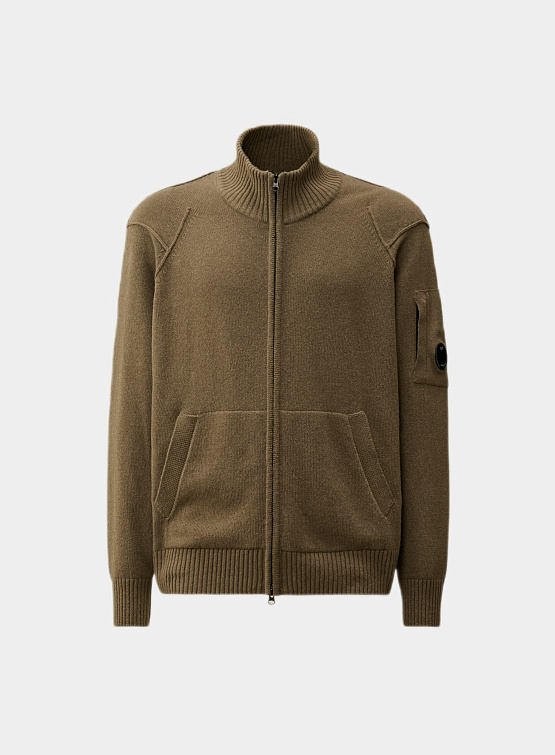 Кардиган C.P. Company Lambswool GRS Zipped Walnut