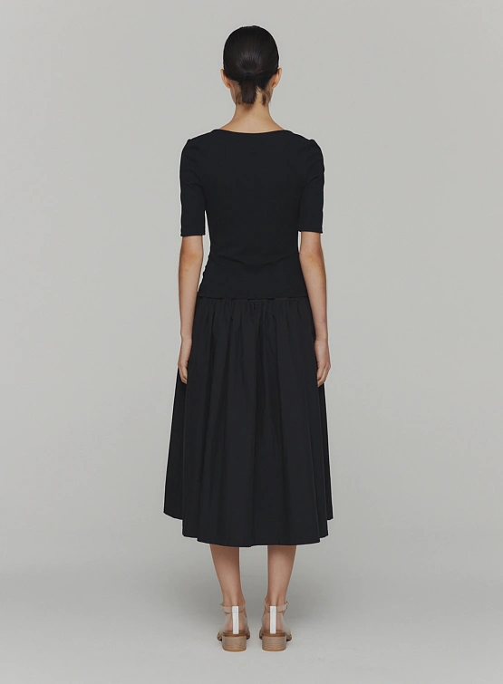Женское платье AMOMENTO Cotton Shirring Dress Black