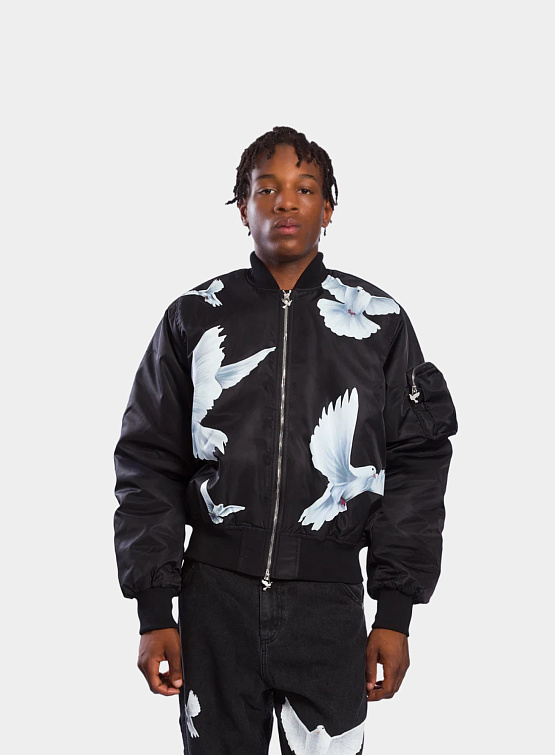 Бомбер 3.PARADIS Freedom Doves MA-1 Jacket Black