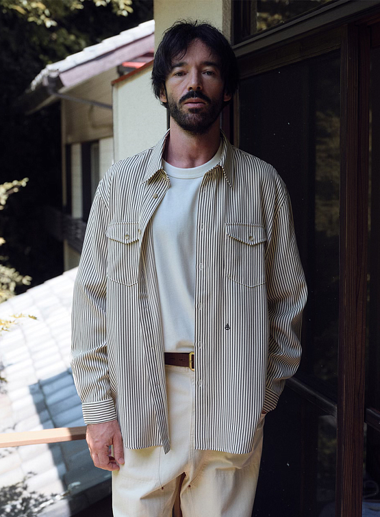 Рубашка Uniform Bridge Two Pocket Stripe Shirt Ivory