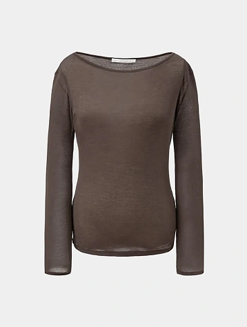 Женский лонгслив AMOMENTO Round T-Shirts Brown