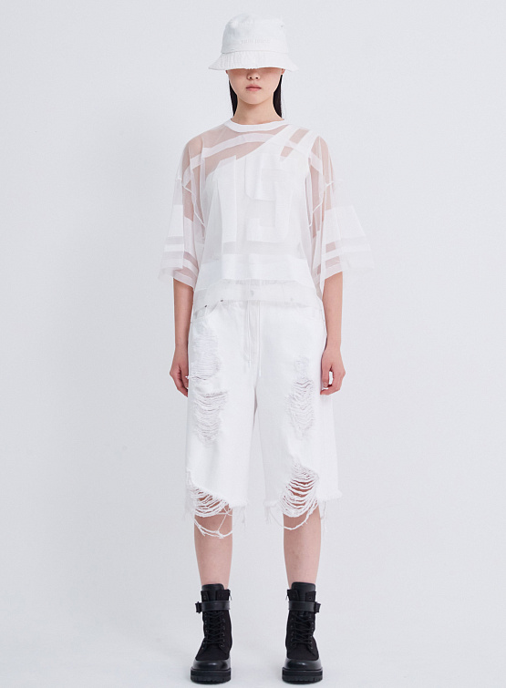 Женские шорты JUUN.J Double Waisted Denim Shorts White