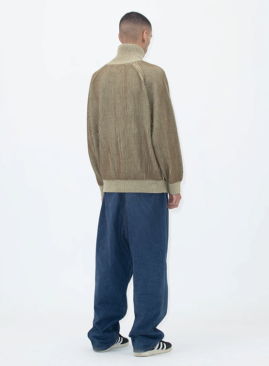 Свитер YESEYESEE Rib Knit Half Zip Up Khaki