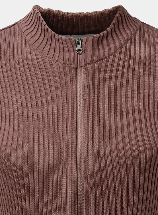 Женский кардиган AMOMENTO Ribbed Mock Neck Brown