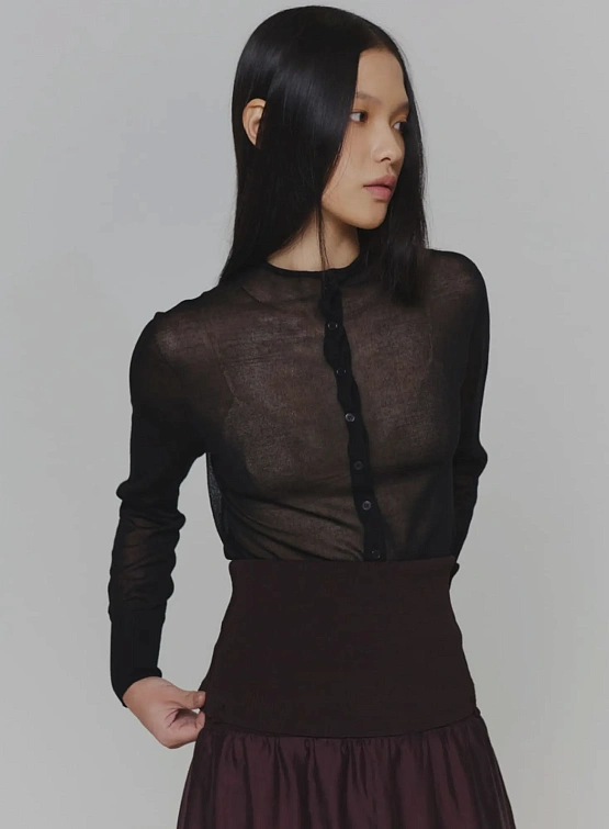 Женский кардиган AMOMENTO Wholegarment Sheer Black