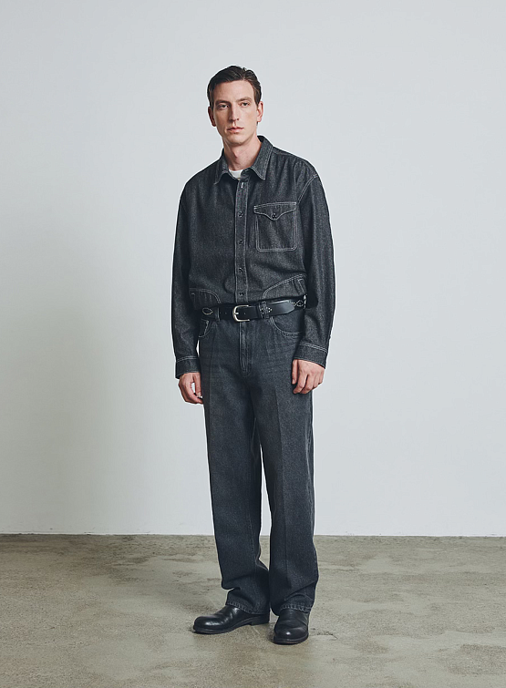 Джинсы Uniform Bridge 5p Straight 12oz Washed Black