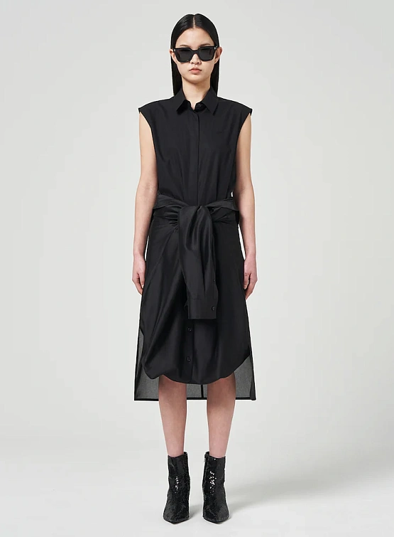 Женская рубашка JUUN.J Shiny Double Long Shirt Black