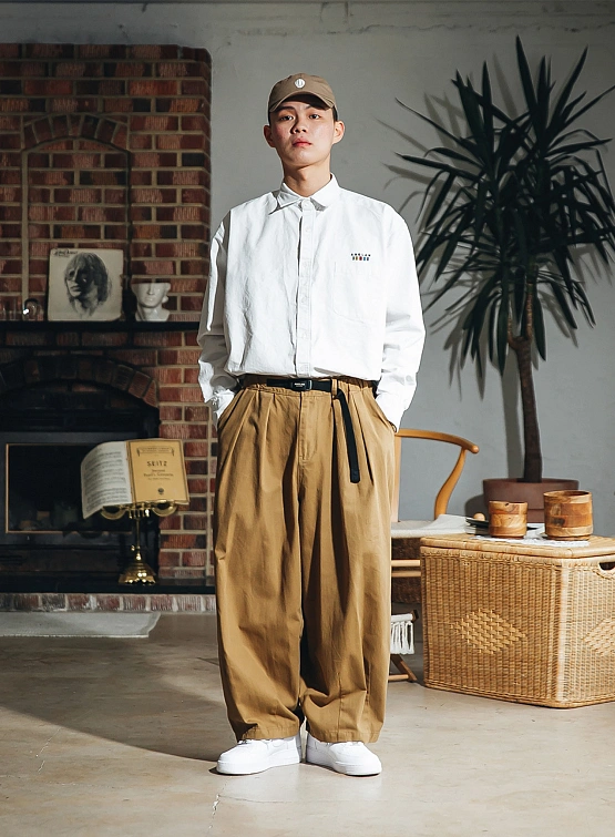 Брюки ANGLAN Twill Cotton Belt Balloon Pants Beige