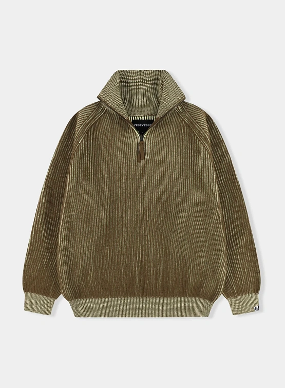 Свитер YESEYESEE Rib Knit Half Zip Up Khaki