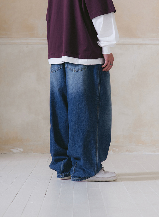Джинсы ANGLAN Tin Denim Washing Balloon Pants Blue Denim