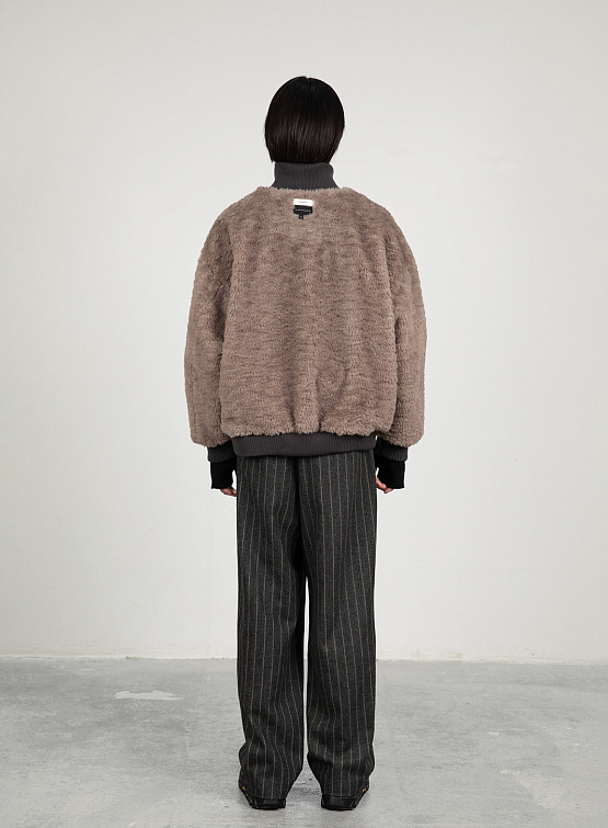 Двусторонний бомбер AMOMENTO Oversize Shearling Charcoal