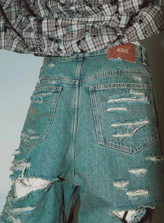 Джинсы 424 Big Daddy Ripped Denim Washed Blue
