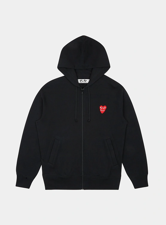 Зип-худи Comme des Garçons PLAY Double Red Heart Black