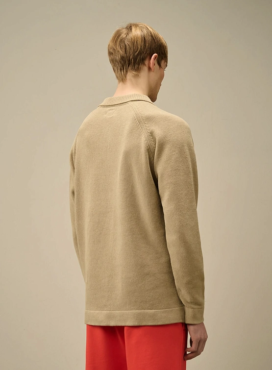 Свитер C.P. Company Chenille Cotton Polo Knit Vintage Khaki