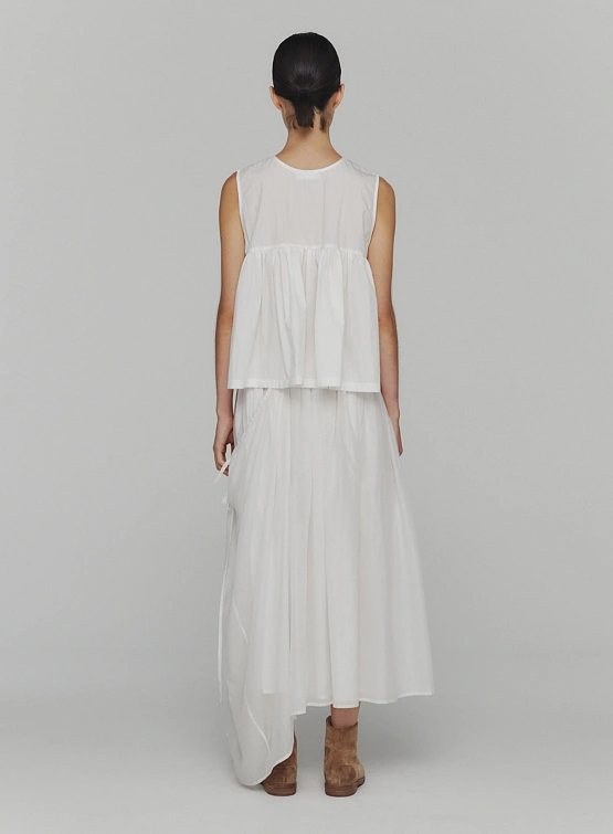 Топ AMOMENTO Cotton Two-Way Shirring Top White