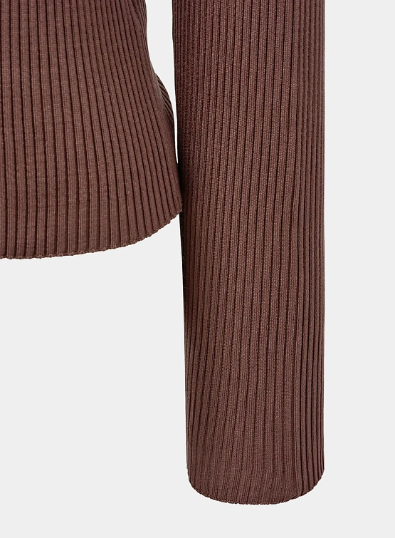Женский кардиган AMOMENTO Ribbed Mock Neck Brown