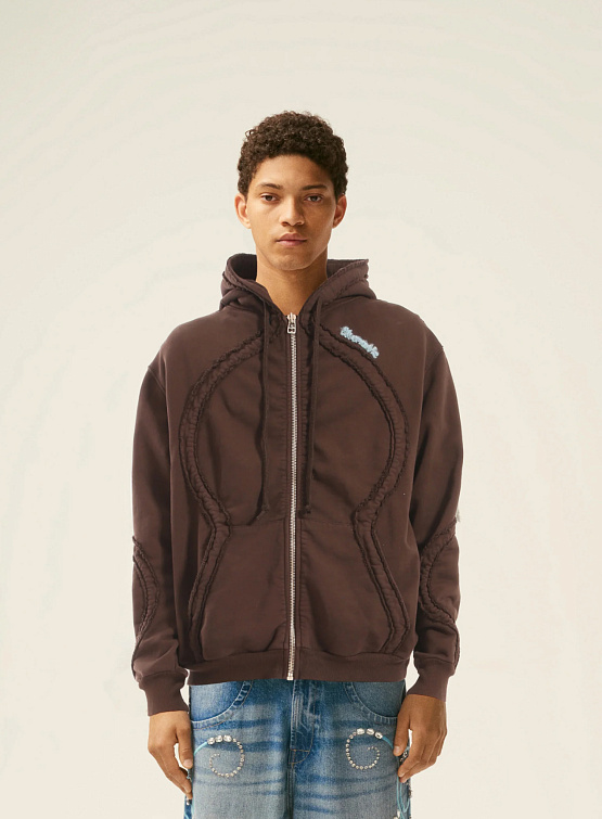 Зип-худи Bluemarble Zipped Drawstring Hoodie Brown