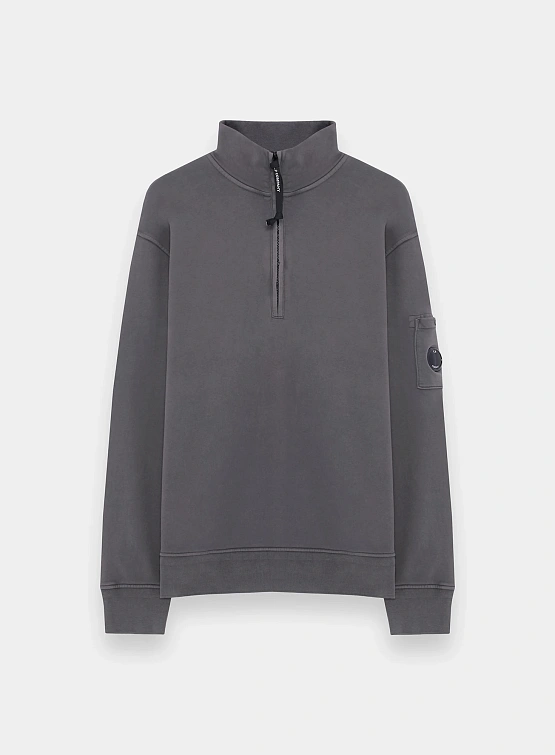 Халф-зип C.P. Company Cotton Diagonal Fleece Smoked Pearl