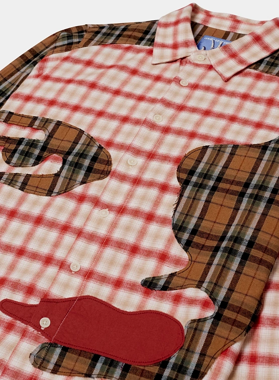 Рубашка KidSuper Patchwork Face Flannel Shirt Red