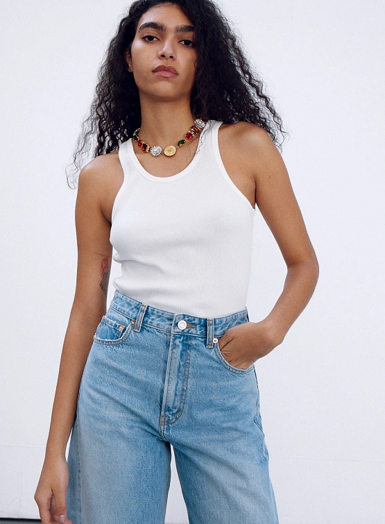 Женский топ Recto RC Logo Jacquard Patch Tank Top White