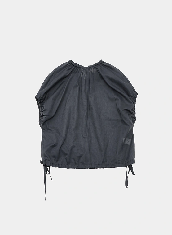 Женский топ AMOMENTO Sheer Volume Shirring Top Navy