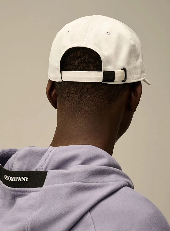 Кепка C.P. Company Gabardine Logo Cap Gauze White