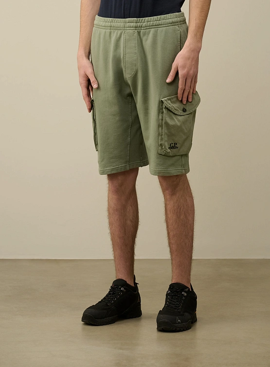 Шорты C.P. Company Cotton Fleece Mixed Cargo Agave Green