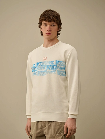 Свитшот C.P. Company Cotton Fleece Crewneck Gauze White