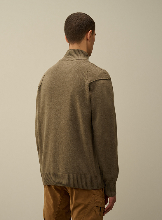 Кардиган C.P. Company Lambswool GRS Zipped Walnut