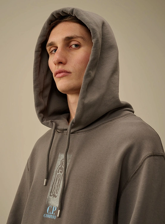 Худи C.P. Company Cotton Fleece Hooded Smoked Pearl Grey