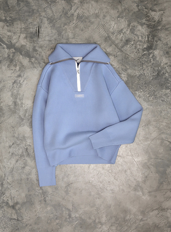 Женский халф-зип Coperni Half-Zip Boxy Sweater Light Blue