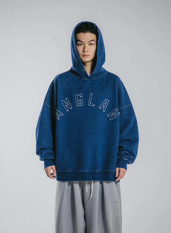 Худи ANGLAN Applique Heavy Sweat Hoodie Indigo Denim