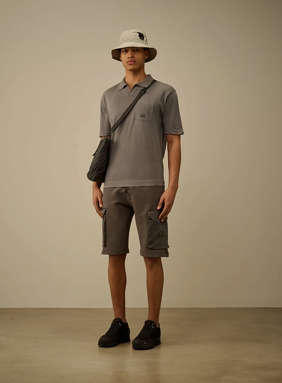 Поло C.P. Company Lisle Thread Knit Smoked Pearl Grey