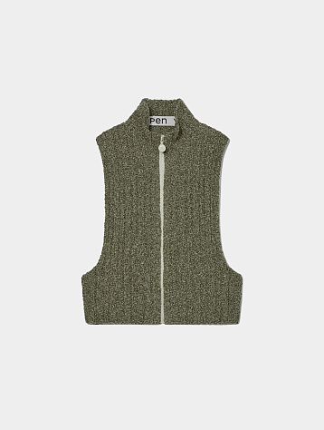 Женский жилет OPEN YY Ribbed Zip Knit Vest Khaki