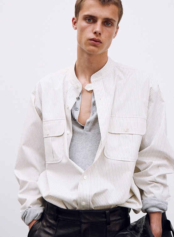 Рубашка Recto Fabio Multi Stripe China Collar Shirt Ivory