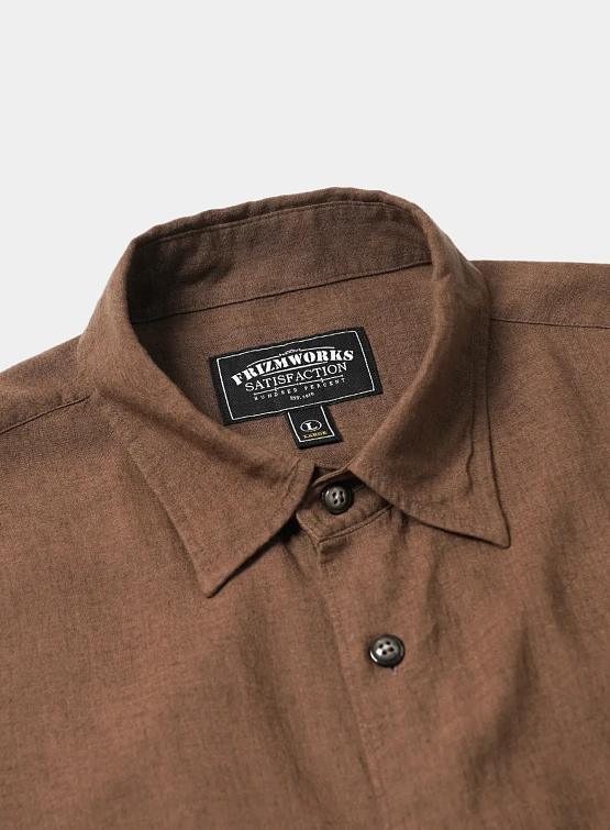 Рубашка FrizmWORKS Silky Linen Relaxed Shirt Brown