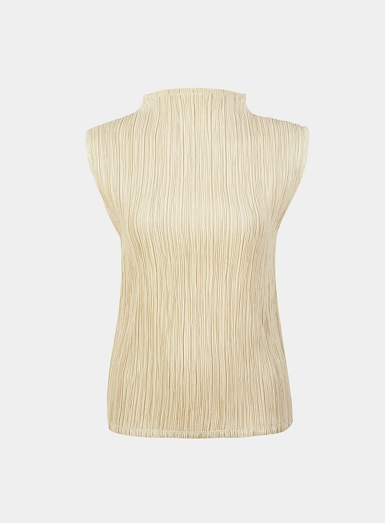 Женский топ LE17SEPTEMBRE Pleated Mock Neck Beige