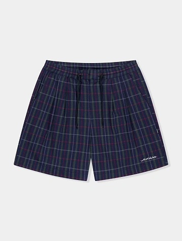 Шорты YESEYESEE Crinkled Fabric Check Blue