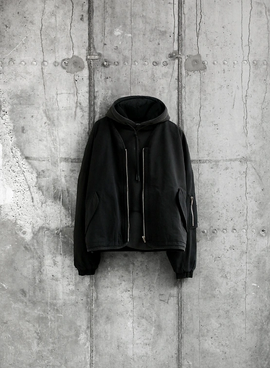 Бомбер ARNODEFRANCE Collarless Bomber Washed Black