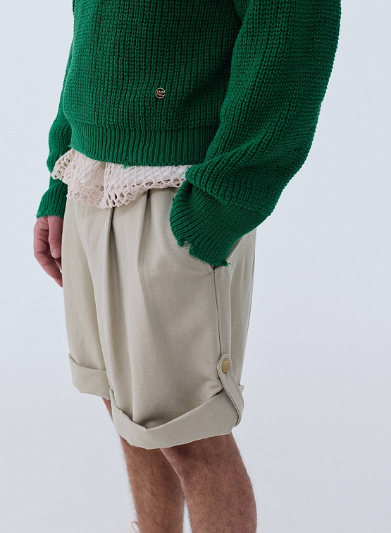 Шорты Recto Wool Roll Up Detail Wide Short Light Khaki
