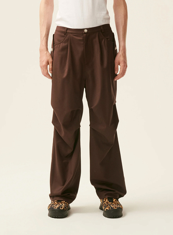 Брюки Bluemarble Parachute Pants In Wool Brown