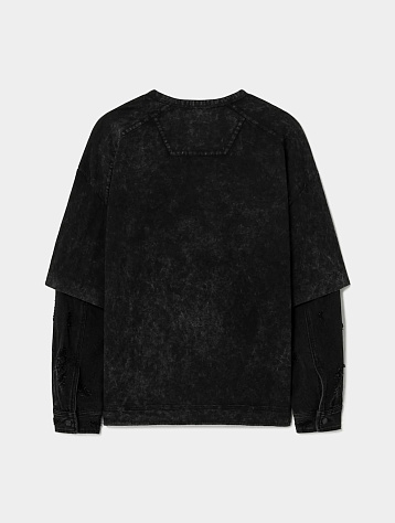 Лонгслив JUUN.J Dyed Damaged Denim Layered Gray
