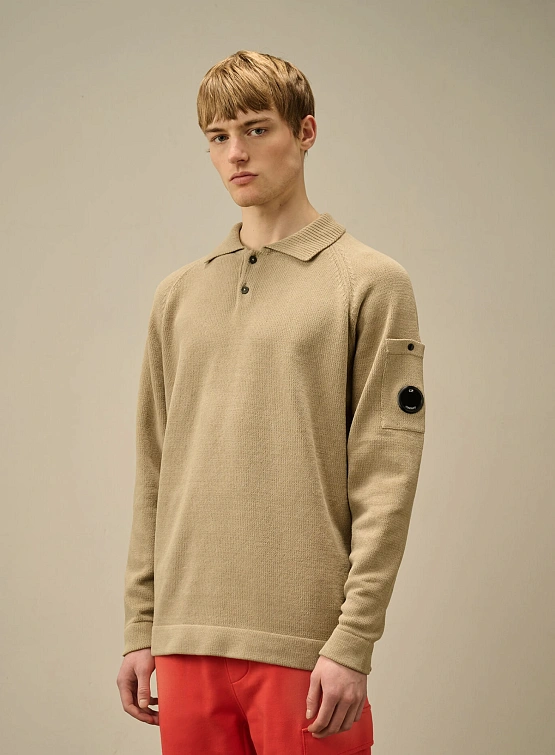 Свитер C.P. Company Chenille Cotton Polo Knit Vintage Khaki